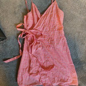 Aerie (American Eagle) Gingham Mini Wrap Dress